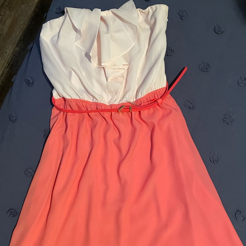 Express Strapless Pink Dress With Belt